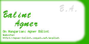 balint agner business card